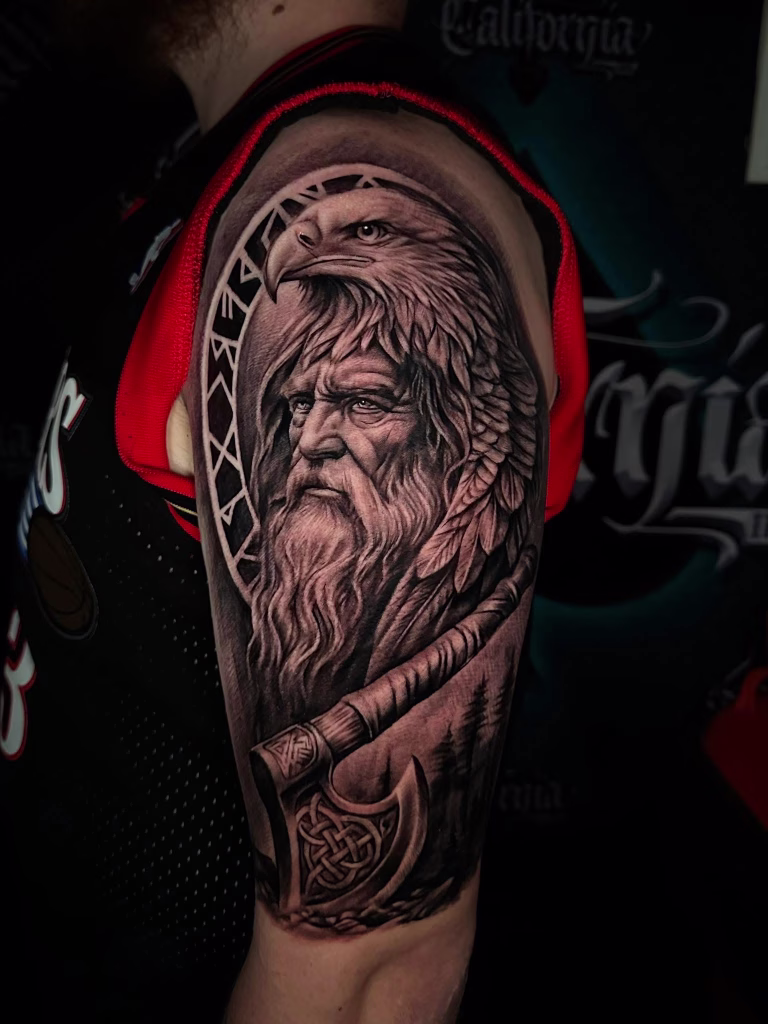 Black and grey realism tattoo by California Ink Thailand