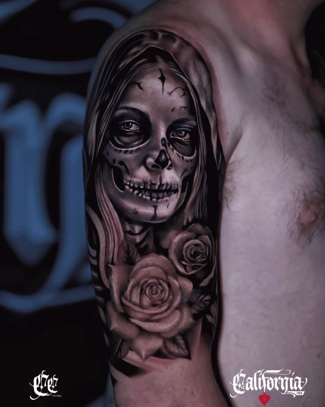 Chicano style tattoo by California Ink Thailand