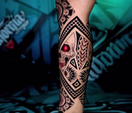 Geometric tattoo of a skull