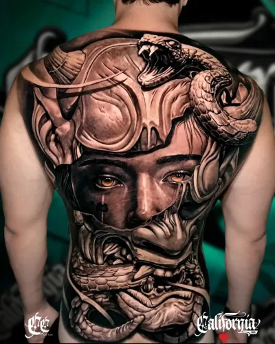 Black and Grey Dark Realism full back