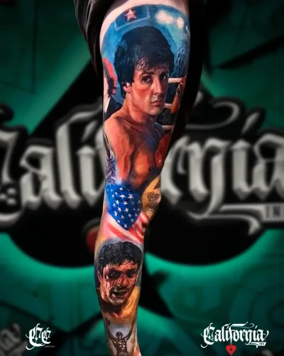 Realistic, full-color portrait full leg