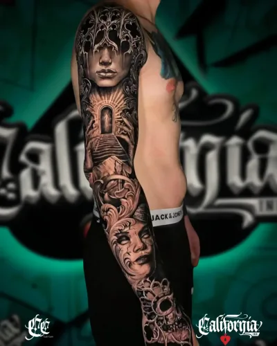 surrealist and gothic themes full arm sleeve